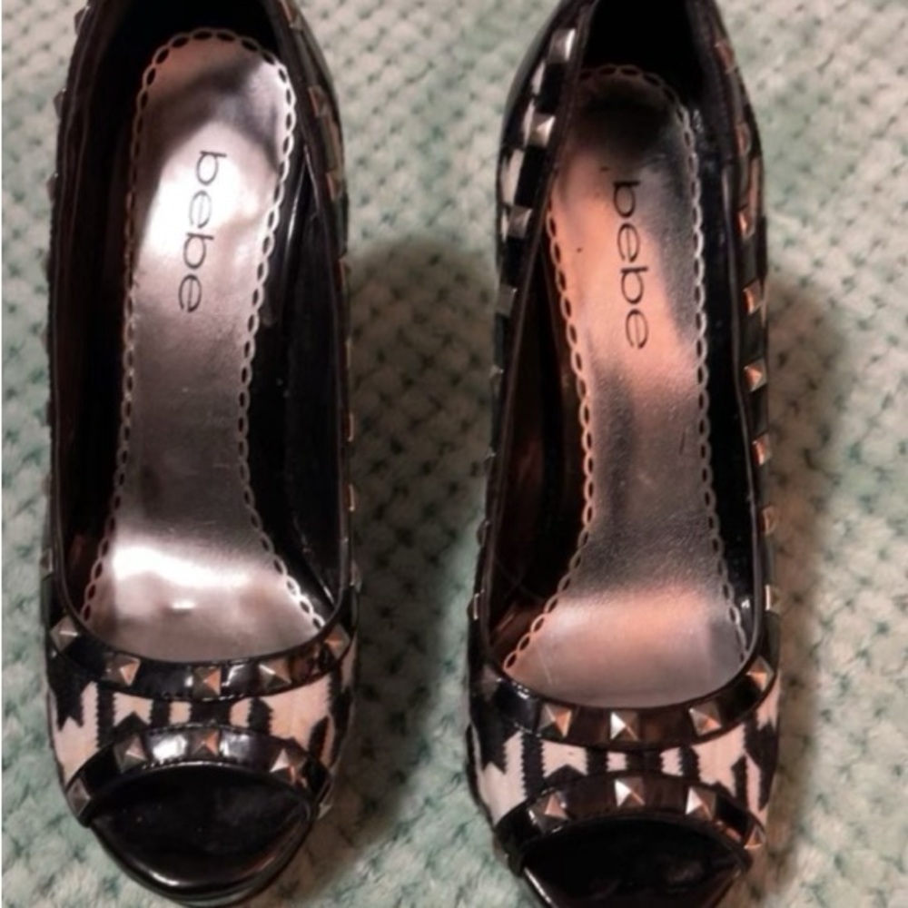 Beautiful black and white stilettos Bebe brand.  Worn once